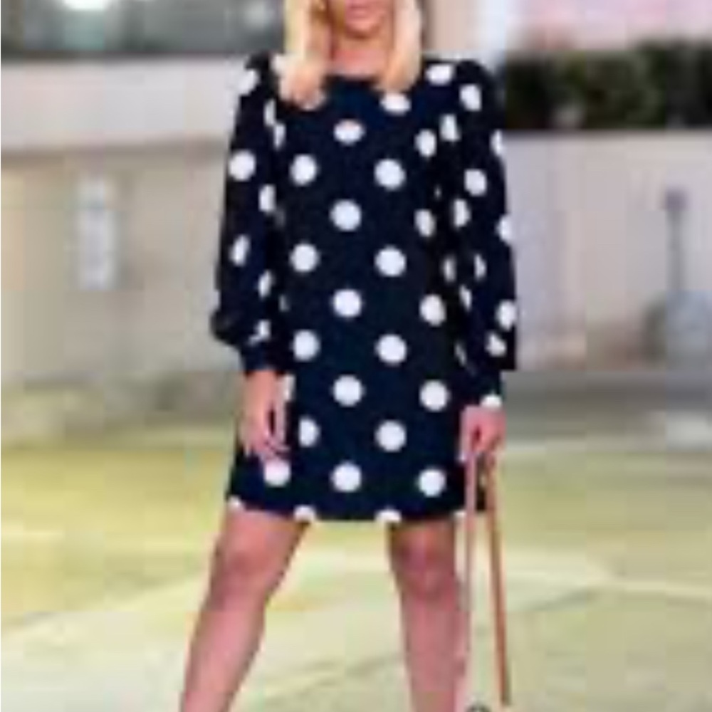 H&M Black and White Polka Dot Long Sleeve Dress